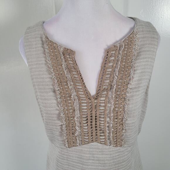 White House Black Market	Size	8 Neutral Linen Tweed Sleeveless Dress Timeless - Picture 4 of 11